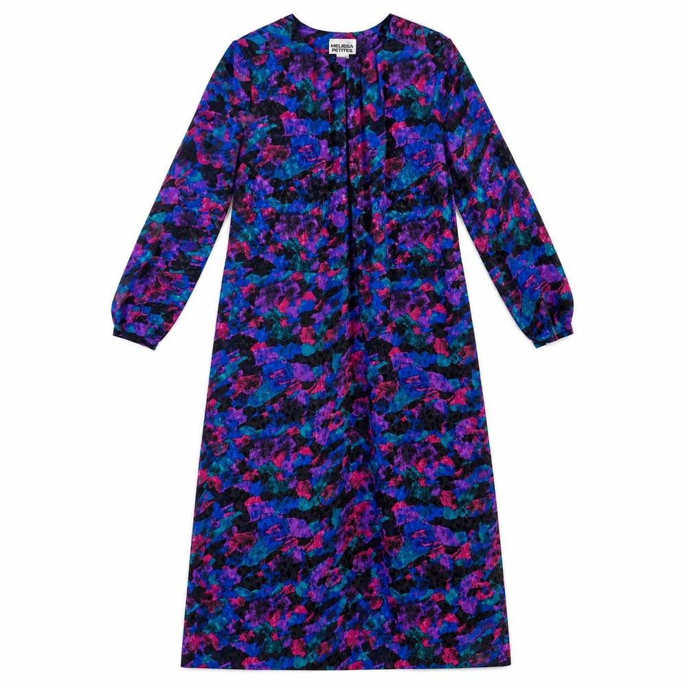 Melissa Petites Vtg 80s Funky Dress royal purple 12P Whimsy Maximalist Rainbow